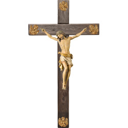 Cristo Pisa en cruz Madera vieja con Evangelistas